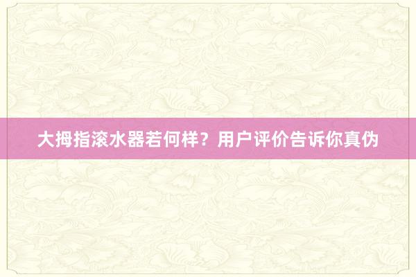 大拇指滚水器若何样？用户评价告诉你真伪